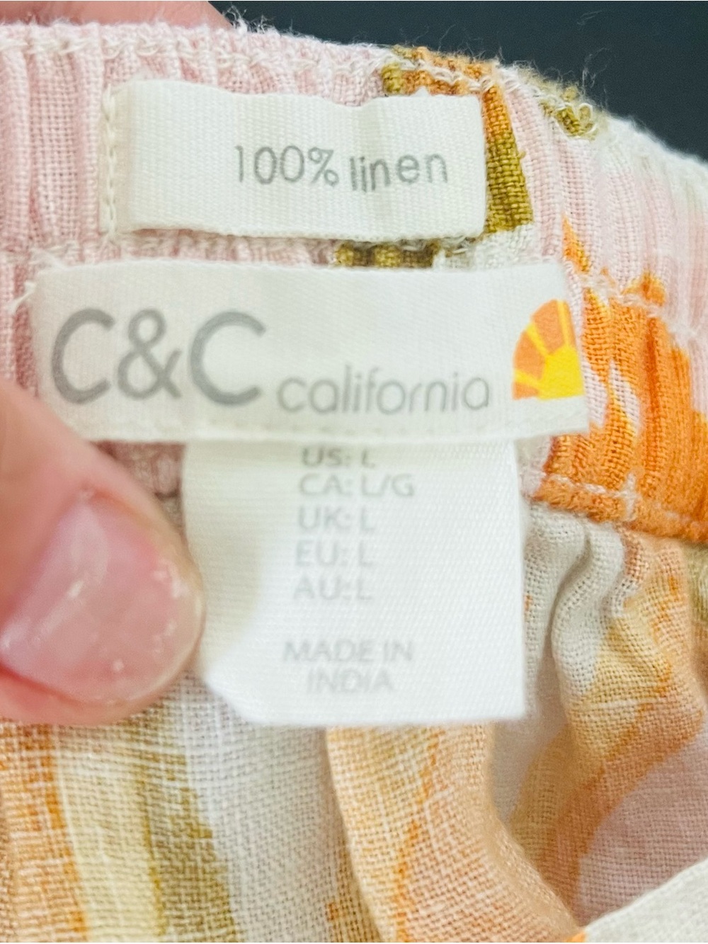 C&C California 100% Linen Tropical Wrap Midi Skirt | Size Large - Picture 10 of 10